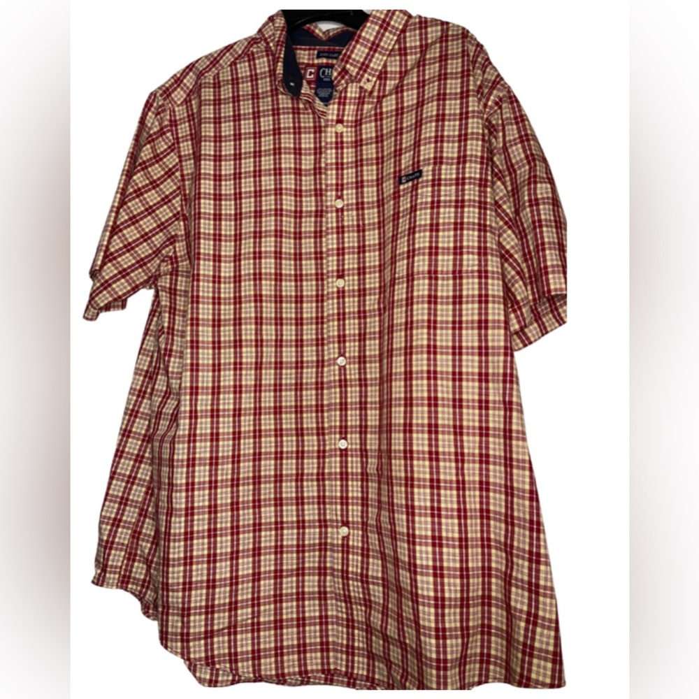 Chaps red plaid button down shirt